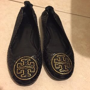 Tory Burch Black Leather Flats Size 7